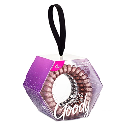 GOODY Icy Holiday Coils Ornament Pack of 4 - Glitter Hair Coils for All Hair Types