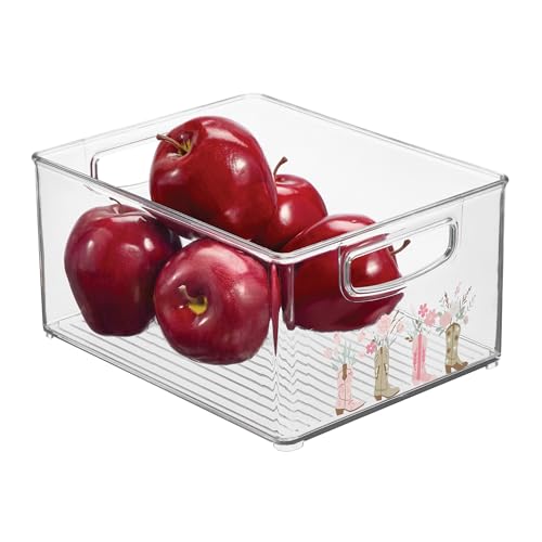 iDesign Clear Bathroom Organizer Bin - Cowgirl Print, Stackable