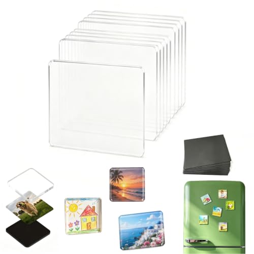 DIY Clear Acrylic Fridge Magnet Kit - 10 Pack Personalized Photo Frames