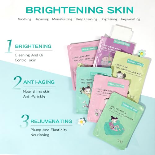GUOYAOLIFU Hydrating Face Mask Set for All Skin Types - 6 Pack