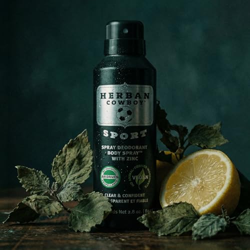 Herban Cowboy Men's Dry Spray Deodorant Sport 2.8 oz Vegan, Paraben-Free, No Phthalates