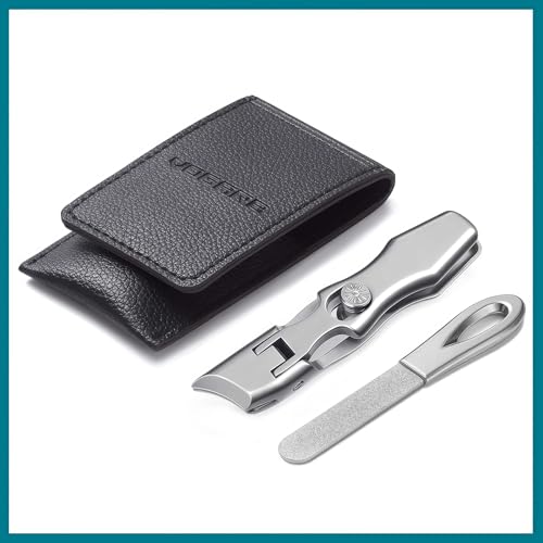 VOGARB Silver Large Ingrown Toenail Clippers with Wide Jaw, Anti-Splash Safety Lock & Nail File