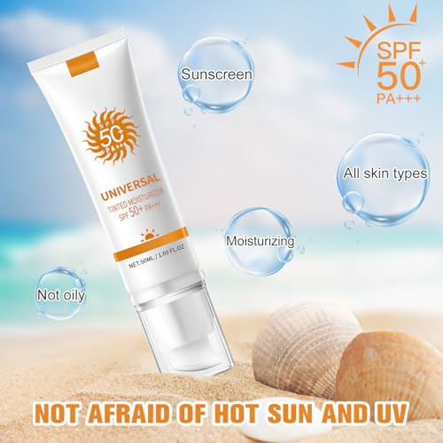 Rednow Tinted Face Sunscreen SPF 50 - Hydrating Daily Moisturizer, 2 Pack