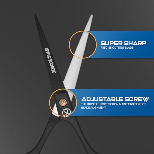 Epic Edge 6.5” Professional Hair Cutting Scissors - High Carbon Stainless Steel Barber & Salon Shears