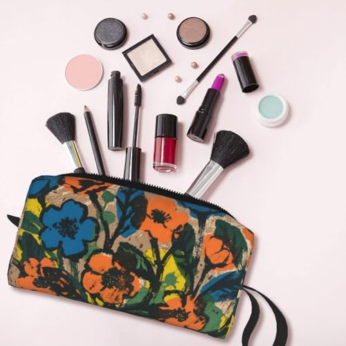 OLUSENMO Floral Print Makeup Bag - Compact Padded Travel Organizer