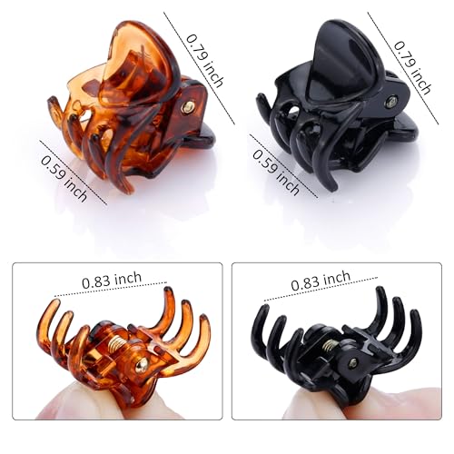 JANYUN 48 Pack Small Hair Claw Clips for Women & Girls - Black & Brown