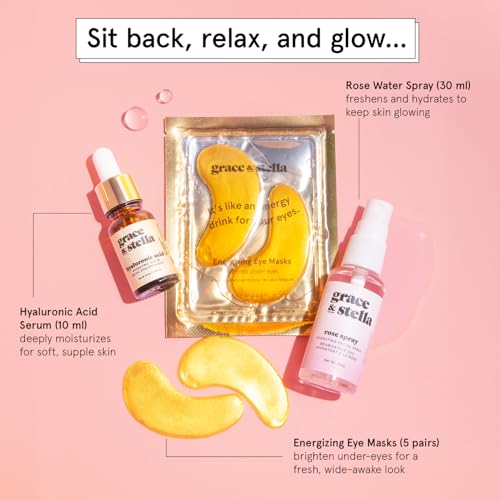 grace & stella Dew-Tox & Chill Skincare Gift Set for Women - Hydrating Kit