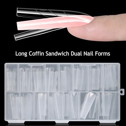 Dual Nail Forms Set for Gel Nails - 15 Sizes with Guide Lines