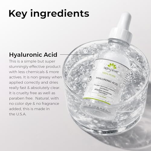 SKIN DEVA 100% Pure Hyaluronic Acid Serum for Face - Hydrating Face Care