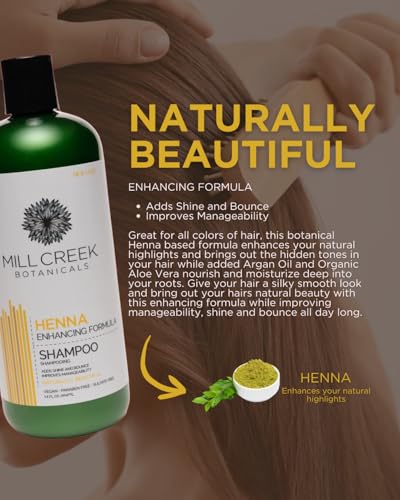 Mill Creek Henna Shampoo - Natural Organic Hair Volumizing Formula 14 oz