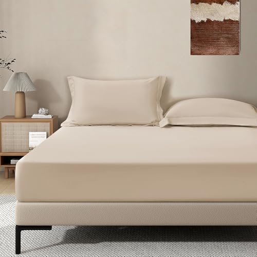 Taupe Fitted Sheet Twin Size - Deep Pocket 18" for Mattresses 18-24"