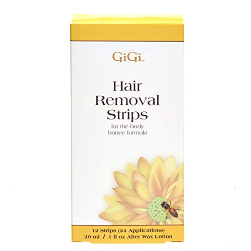 GiGi Hair Removal Wax Strips - Pre-Waxed Body Strips with Honee Formula, 12 Count