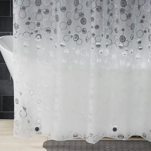 AooHome 72x78 Inch EVA Shower Curtain Liner - 3D Circle Pattern, Water Repellent with Hooks & Magnets