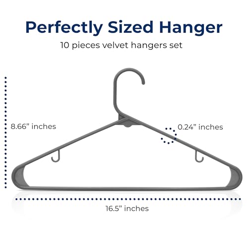 SereneLife 10 Pack Plastic Hangers - Durable, Space-Saving Clothes Organizers