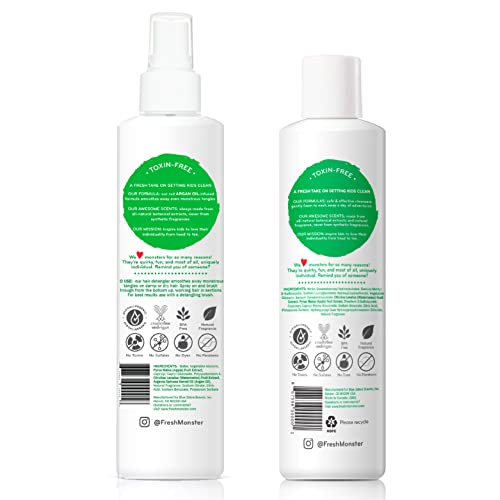 Fresh Monster Watermelon Hair Care Bundle - 8.5 oz Detangler & 2-in-1 Shampoo for Kids