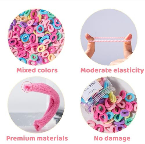 100 Mini Baby Hair Ties - Soft Seamless Ponytail Holders for Kids