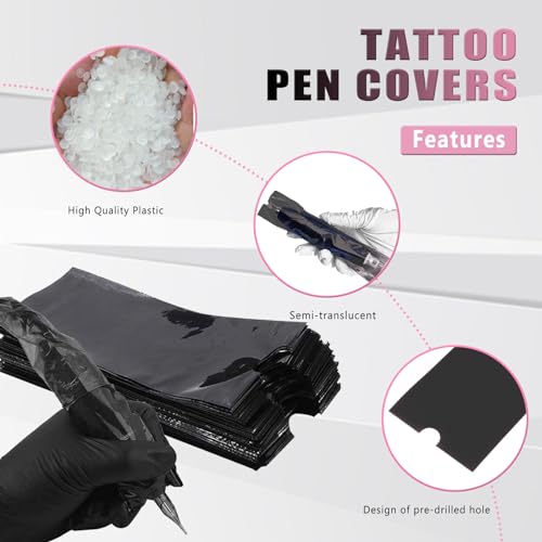 LEEYUKA Disposable Tattoo Pen Covers - 400pcs Hygienic Machine Sleeves