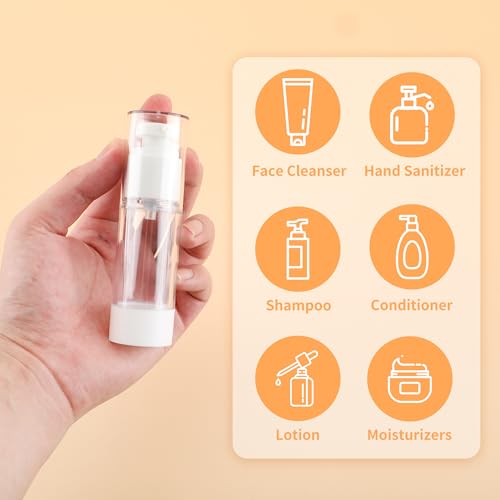 1oz Airless Pump Bottles - Travel Lotion Dispenser, 18 Pack