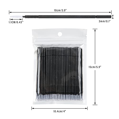 G2PLUS 400PCS Black Micro Cotton Swabs for Eyelash Extensions & Makeup, Disposable Applicators