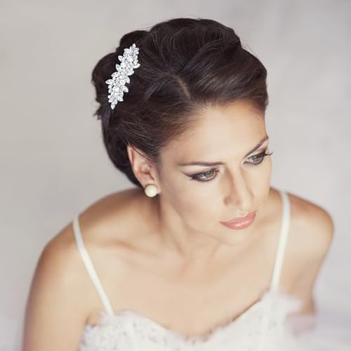 WHAVEL 4Pcs Silver Rhinestone Hair Clips & Bobby Pins Set B - Bridal Wedding Prom