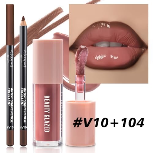 Beauty Glazed Lip Gloss & Liner Set - Rosewood Nude 2Pcs