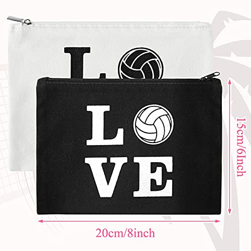 Volleyball Canvas Makeup Bags - 12 Piece Travel Cosmetic Pouch Set