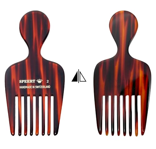 Speert Handmade Wide Tooth Hair Pick - Tortoise Acetate Detangling Comb