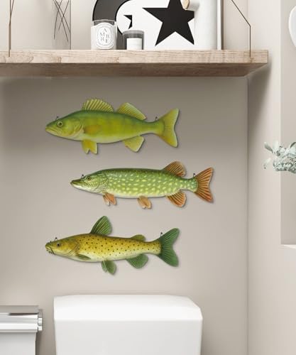 Handcrafted Beach Wall Decor - Set of 3 Rustic Fish Art
