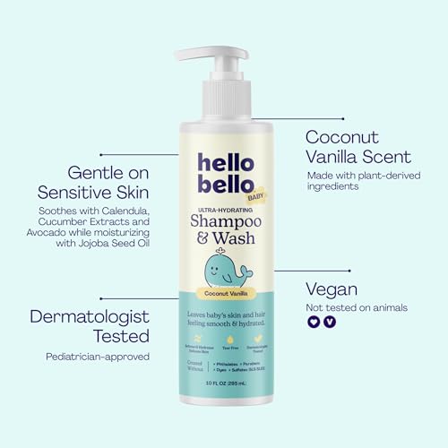 Hello Bello Baby Shampoo & Body Wash, Coconut Vanilla, 10oz