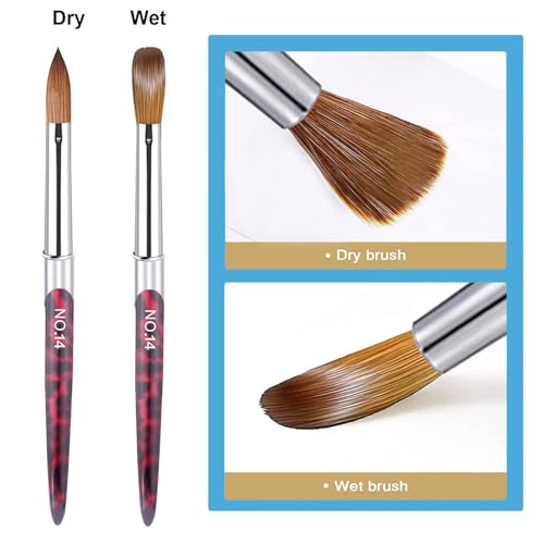 5PCS Pink Leopard Print Nail Art Brush Set - Sizes 10-18 for Acrylic & 3D Art
