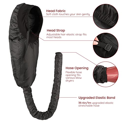 Segbeauty Black Adjustable Deep Conditioning Hair Dryer Hood Cap, Extra Large for Curly & Long Hair