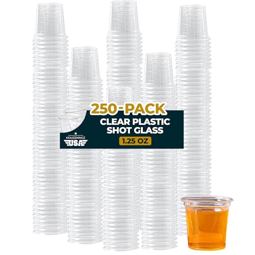 Clear Plastic Shot Glasses 1.25 Oz - 250 Disposable Cups for Parties