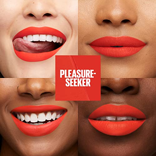 Maybelline Super Stay Matte Ink Liquid Lip Color - Moodmakers Collection, Long Lasting, Transfer Proof, Red, 0.17 Fl Oz, Pleasure Seeker