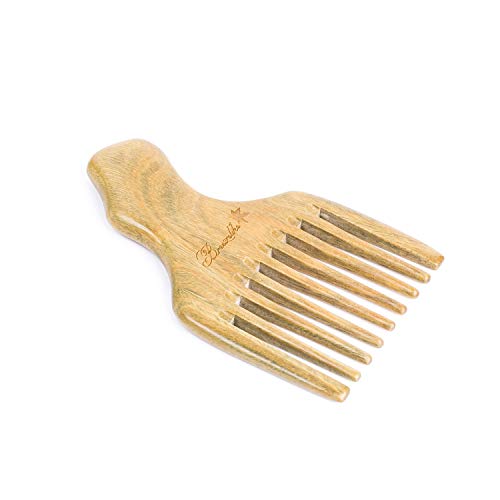 Breezelike Wide Tooth Wooden Hair Pick - Natural Green Sandalwood Comb