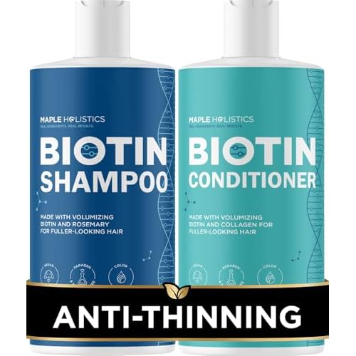 Rosemary Biotin Shampoo and Conditioner Set - Volumizing Shampoo and Conditioner for Thinning Hair for Women & Men with Nourishing B Vitamins - Color Safe Sulfate Paraben & Silicone Free (8 Fl Oz)