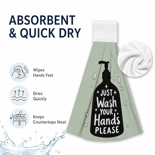 Microfiber Hand Towel Set of 2 with Loop | Just Wash Your Hands