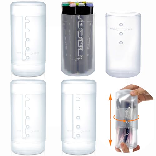 Retractable Makeup Brush Holder Case 4 Pack Portable Cosmetic Organizer with Lid