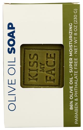 Kiss My Face Olive & Aloe Soap Bar - Moisturizing Cleansing Bar, 8oz (2 Pack)