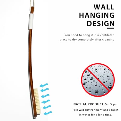 ICANdOIT 17.71 Inch Boar Bristle Bath Brush with Long Handle - Exfoliating Shower Scrubber (1 Pack)