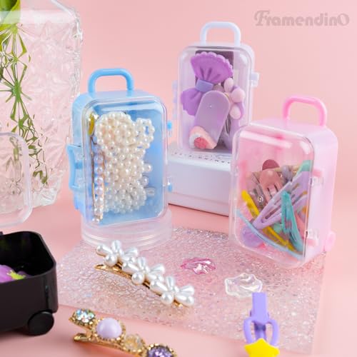 Framendino Mini Plastic Travel Suitcase Boxes - 4 Pack