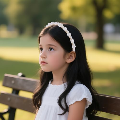 Candygirl 7 Pcs White Pearl Headbands for Women - Elegant Hair Accessories