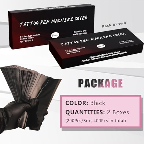 LEEYUKA Disposable Tattoo Pen Covers - 400pcs Hygienic Machine Sleeves