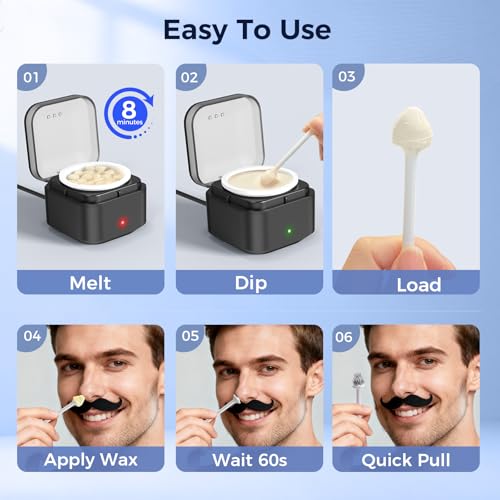 Nose Wax Kit for Men - USB-C Heated Hair Removal with 100g Wax Beans & Travel Bag