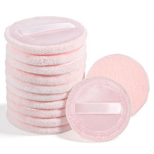 12-Pack Soft Cotton Makeup Powder Pads - 2.36" Round Puffs