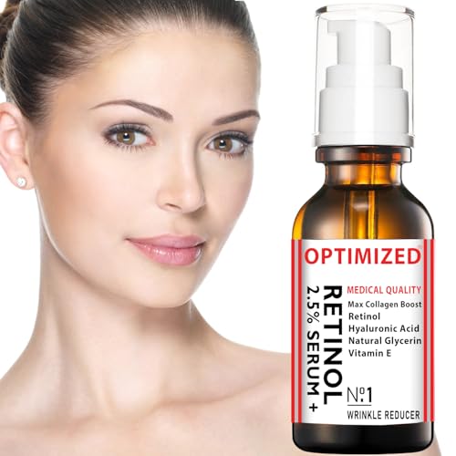 Retinol Serum 2.5% with Hyaluronic Acid & Vitamin E - Reduces Wrinkles & Evens Skin Tone - 1 fl oz