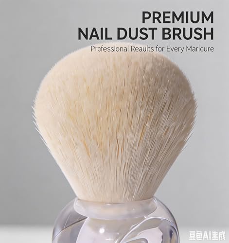 Clear 2-Pack Nail Dust Brush Set with Anti-Slip Ergonomic Transparent Base | Soft Kabuki Bristles for Manicure & Makeup