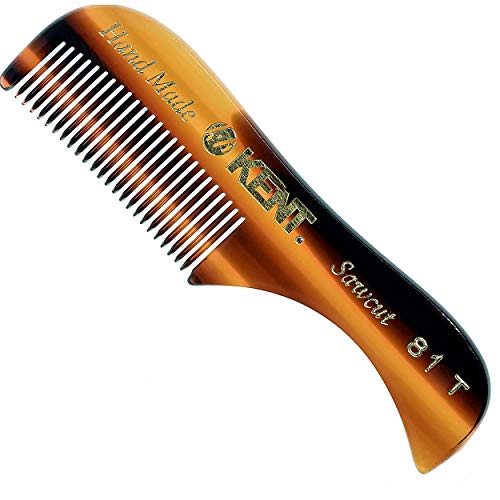 KENT Men's Tortoiseshell Mini Pocket Beard & Mustache Comb - Fine Tooth, Hand-Made in England