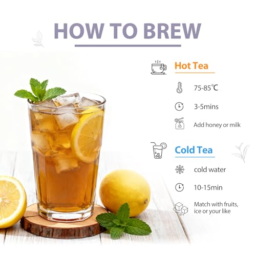 Soeos Organic White Tea - 100 Individually Wrapped Tea Bags, Low Caffeine, Smooth Floral Flavor