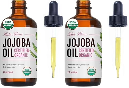 Kate Blanc Organic Jojoba Oil for Hair & Skin, 2oz Pack of 2 - Pure & Cold Pressed