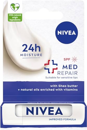 Nivea Medicated Lip Care SPF 15 - Hydrating Lip Balm with Recovery Formula, 0.17 oz